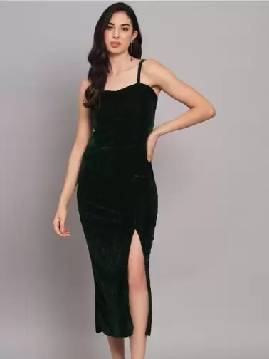Velvet Sheath Midi Dress - image 2