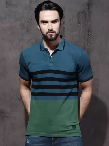 Striped Polo Collar Pure Cotton T-shirt - image 2