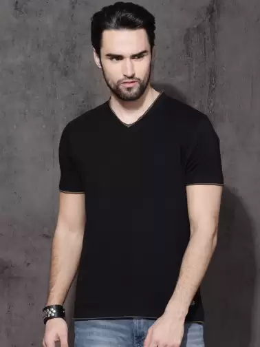 Pure Cotton T-shirt with Contrast Raw Edge - image 2