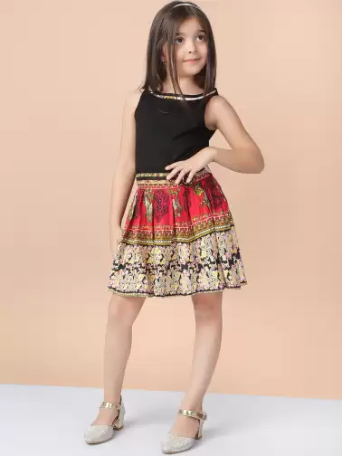 Girls Printed Fit and Flare Dress - image 2