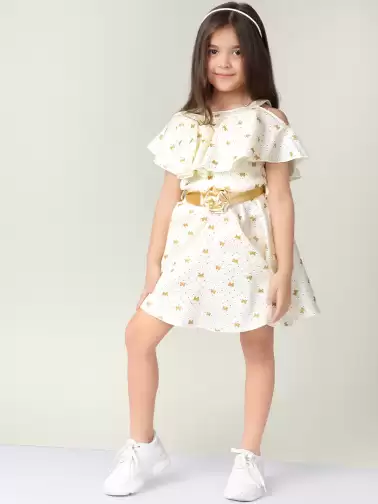 Girls Printed Fit and Flare Dress - image 2