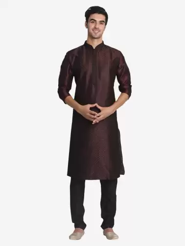 Men Self Design Kurta with Churidar - image 2