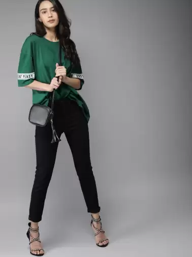 Solid Round Neck Pure Cotton T-shirt - image 2