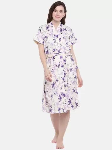 Women Printed Bath Robe - image 2