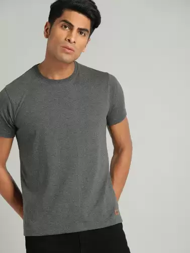 Men Solid Round Neck T-shirt - image 2