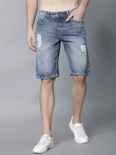Men Slim Fit Denim Shorts - image 2