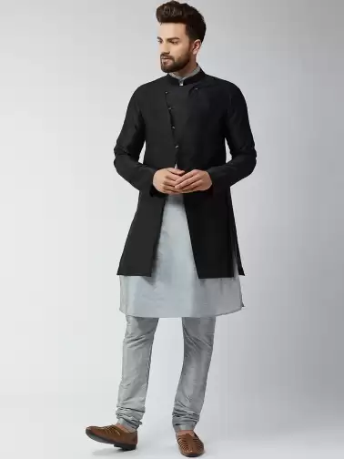 Men Self Design Kurta with Churidar - image 2
