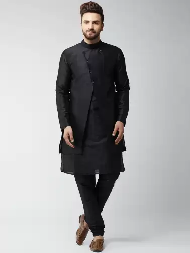 Men Self Design Kurta with Churidar - image 2