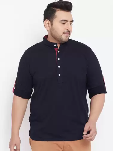 Plus Size Solid Henley Neck Pure Cotton T-shirt - image 2