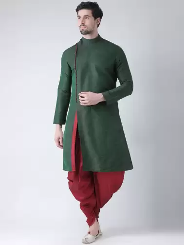 Men Self Design Kurta with Patiala - image 2
