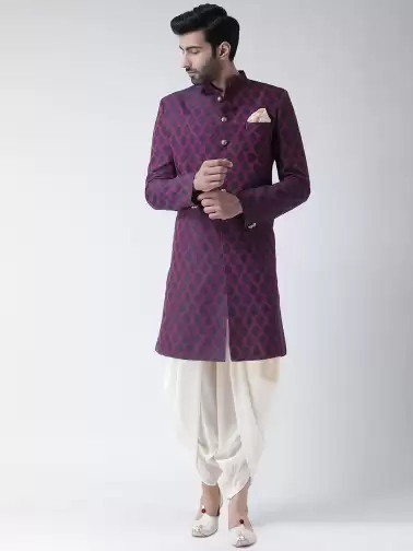 Men Woven Design Sherwani Set - image 2