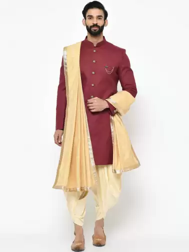 Men Sherwani Dupatta Set - image 2