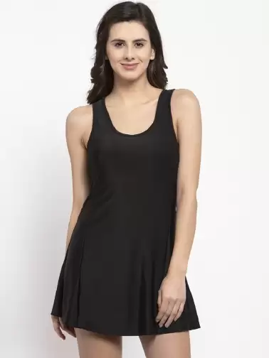 Women Solid Swimwear with Attached shorts - image 2