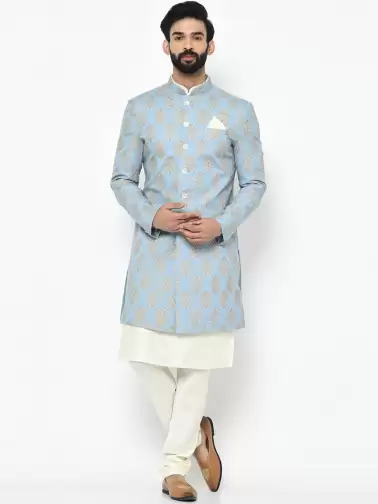 Men Printed Sherwani Set - image 2