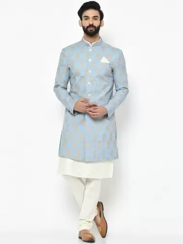 Men Printed Sherwani Set - image 2