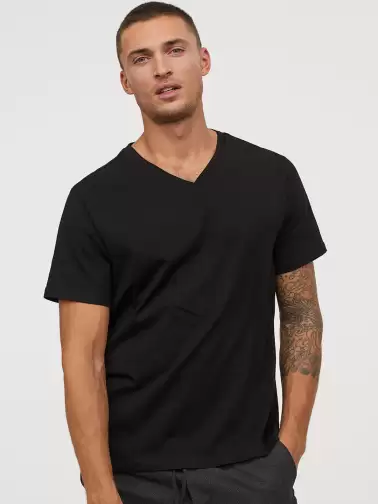 V-neck Pure Cotton T-shirt Regular Fit - image 2