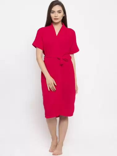 Women Solid Bath Robe - image 2