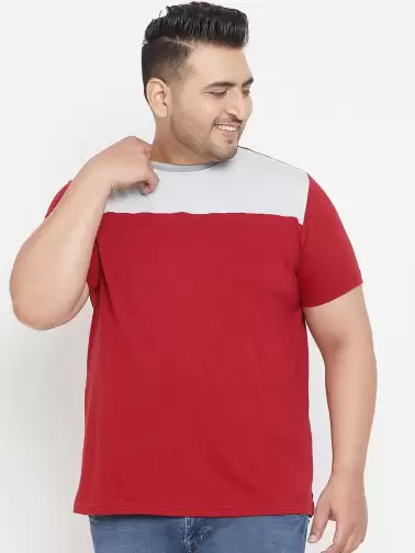 Plus Size Colourblocked Round Neck Pure Cotton T-shirt - image 2