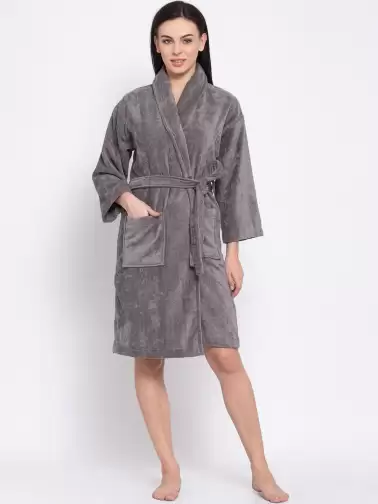 Women Solid Bathrobe - image 2