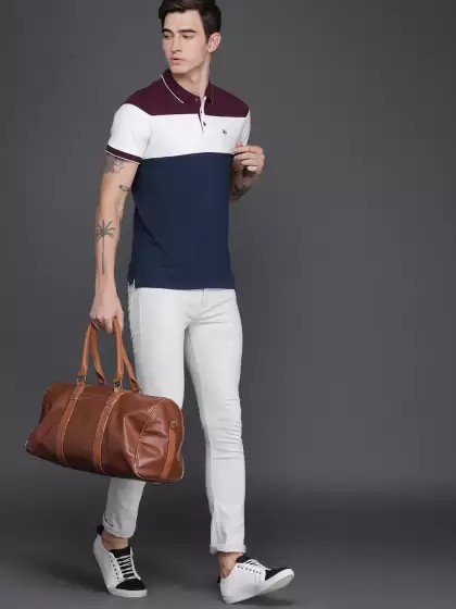 Colourblocked Polo Collar Pure Cotton T-shirt - image 3