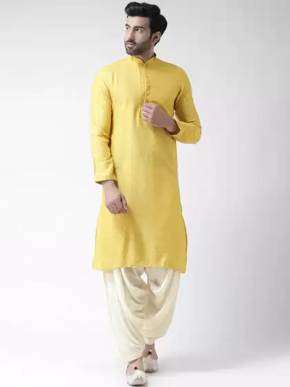 Men Self Design Kurta with Patiala - image 3