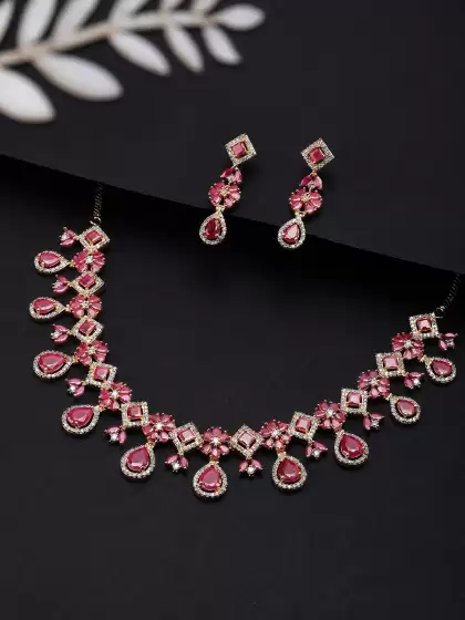 Women Gold-Plated Studded Jewellery Set - image 3