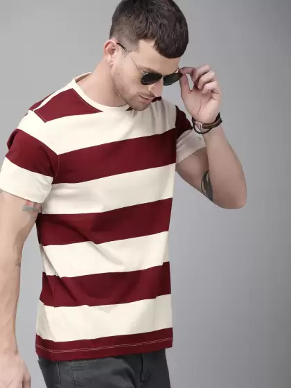 Striped Round Neck Pure Cotton T-shirt - image 3