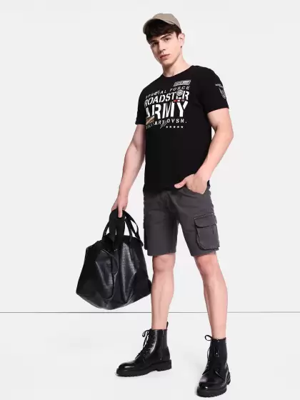 Men Solid Denim Cargo Shorts - image 3