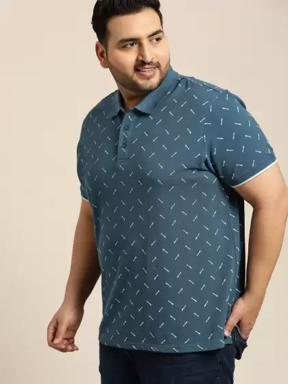 Plus Size Printed Polo Collar T-shirt - image 3