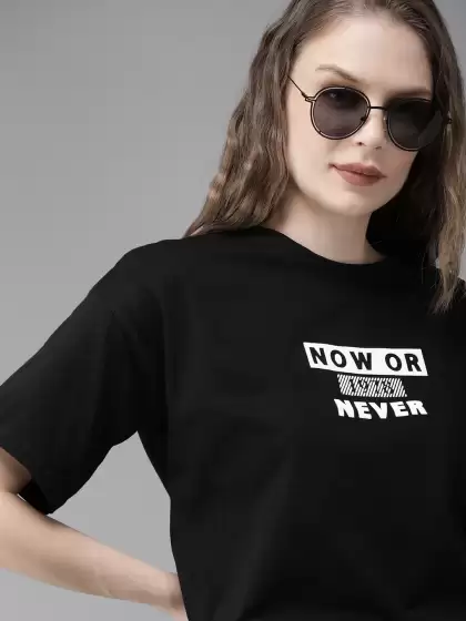 Women Solid Round Neck Pure Cotton T-shirt - image 3