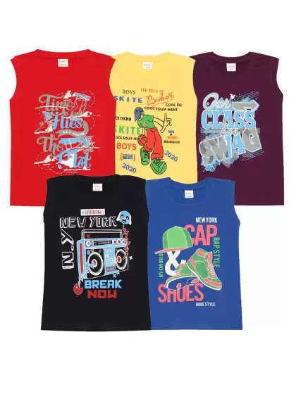 Boys Pack of 5 Printed Pure Cotton T-shirt - image 3