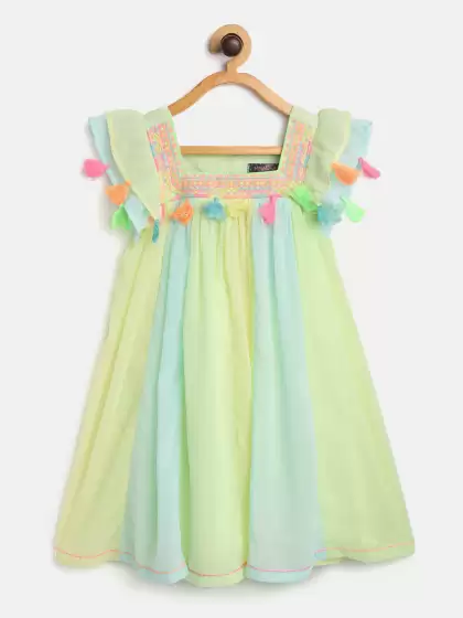 Girls Colourblocked A-Line Dress - image 3