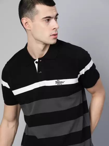 Striped Polo Collar Pure Cotton T-shirt - image 3