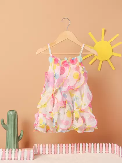 Girls Printed A-Line Dress - image 3