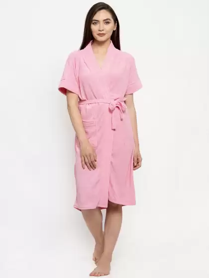 Women Solid Bath Robe - image 3