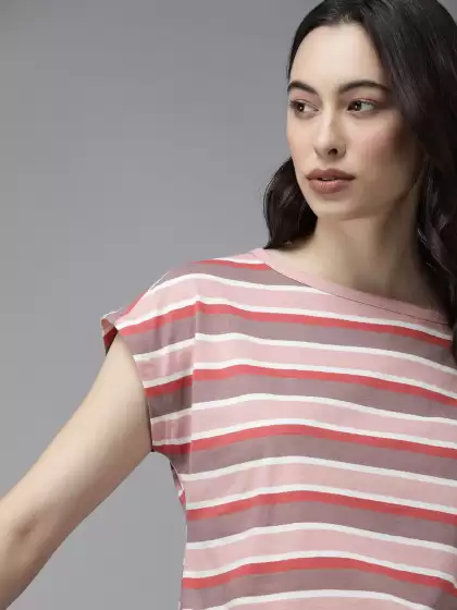 Women Striped Boxy Pure Cotton T-shirt - image 3