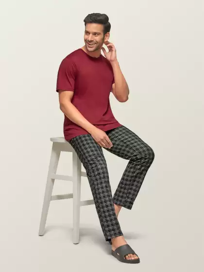 Men Checked Cotton Lounge Pant - image 3