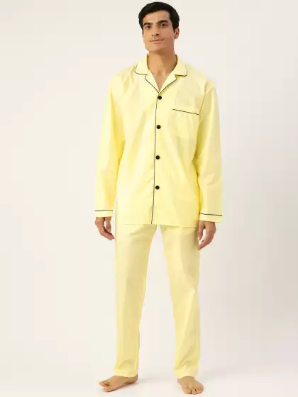 Men Cotton Solid Pyjamas Set - image 3