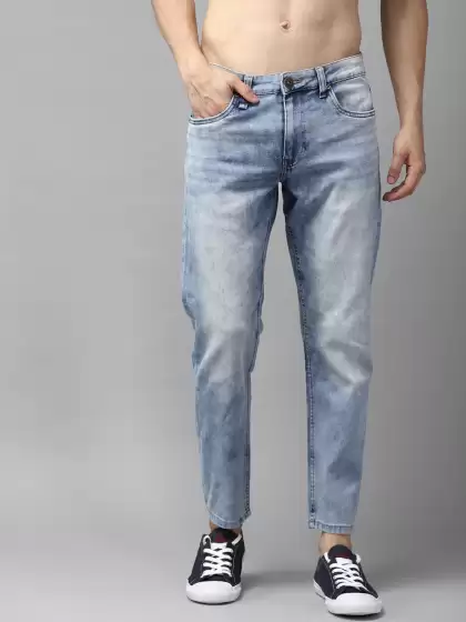 Men Carrot Fit Cropped Jeans - image 3