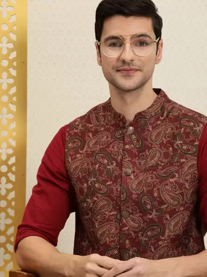 Men Printed Jashn Nehru Jacket - image 3