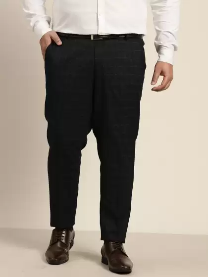 Men Plus Size Checked Trousers - image 3