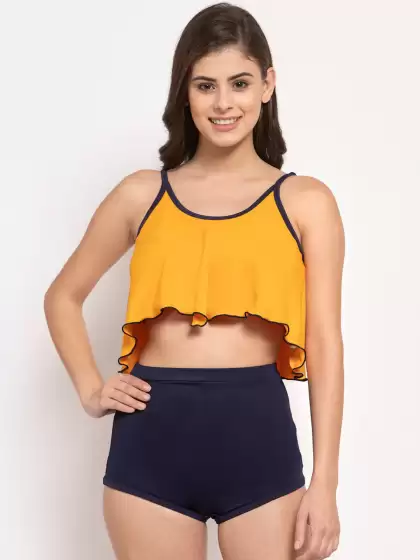 Women Solid Two Piece Swim Set - image 3