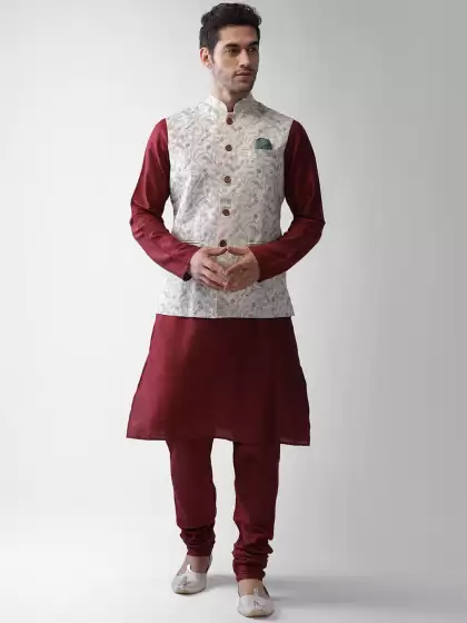 Men Kurta Pyjamas with Jacket - image 3