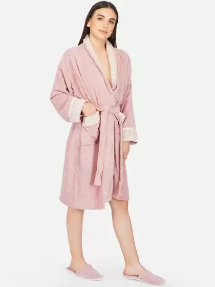 Women 550 GSM Lace Bathrobe - image 3