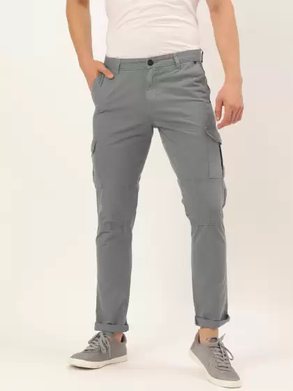 Men Solid Cargos Trousers - image 3