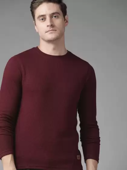 Men Solid Waffle T-shirt - image 3