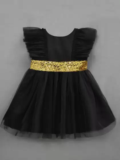 Girls Black Net Dress - image 3