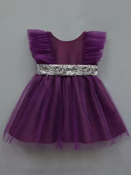 Girls Solid Fit & Flare Dress - image 3