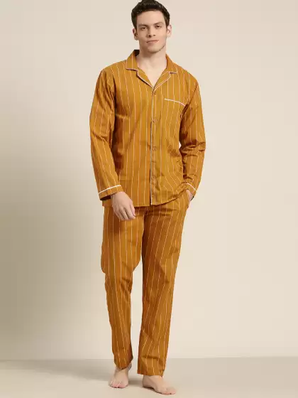 Men Cotton Striped Pyjama Set - image 3