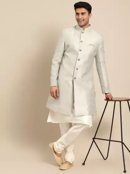 Men Printed Sherwani Set - image 3
